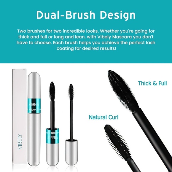New Lash Cosmetics Vibely 4D Mascara w/ Dual Brushes For Long, Voluminous Lashes - Picture 4 of 15